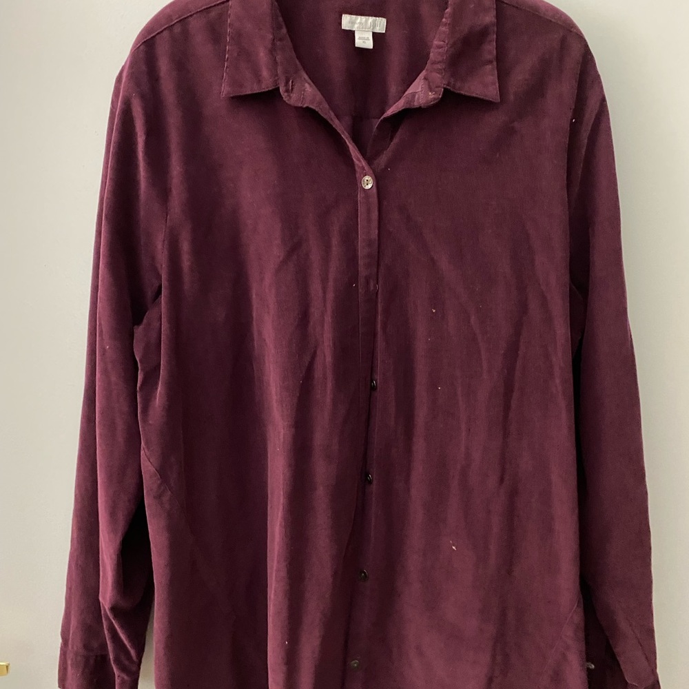 JJill purple big shirt. Thin corduroy. Button up